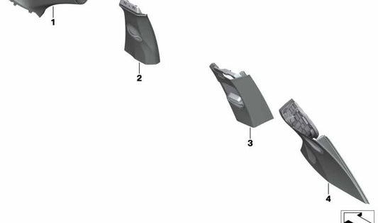 Moldura interior tapizado Alcántara derecho para BMW X7 G07, G07N. Color blanco marfil (elfenbeinweiss). Pieza original BMW. OEM 51435A0DA84.