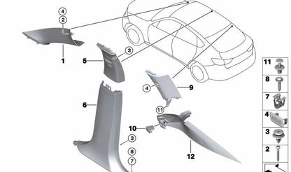 RIGHT EMBELLECER Pilar D OEM 51437850588 for BMW X6 F16 and F86. Black color Original BMW replacement.