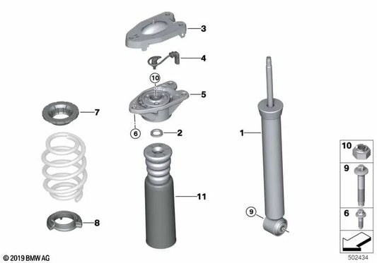 VDC Rear Shock Absorber for BMW F48, F49 (OEM 37106887789). Original BMW
