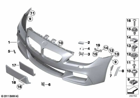 Soporte izquierdo OEM 51118050343 para BMW Serie 6 F06, F12, F13, Gran Coupé y más. Original BMW.