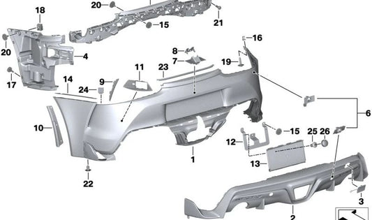 OM 51129465231 rear bumper for BMW X5 G05 and BMW X6 G06. Original BMW.