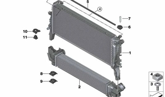 Radiador de refrigeración OEM 17118586321 para BMW Serie 2 F45/F46, X1 F48, X2 F39 y MINI F54, F55, F56, F57, F60... y más. Original BMW y MINI