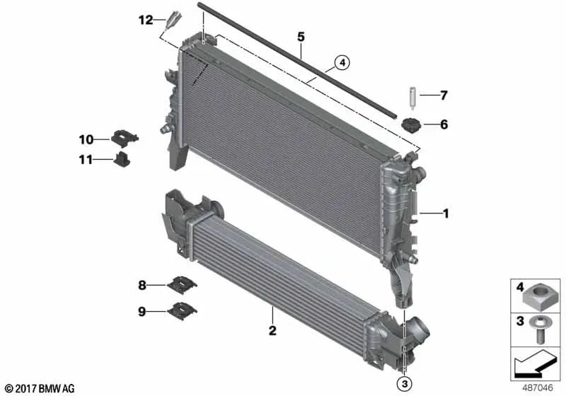 Intercooler for BMW F52, F45, F48, F49, F39 (OEM 17517617600). Genuine BMW
