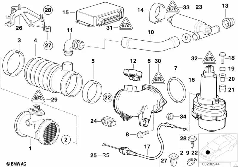 BMW E36, E34, E39, E32, E38, E31 (OEM 35411160589). BMW d'origine