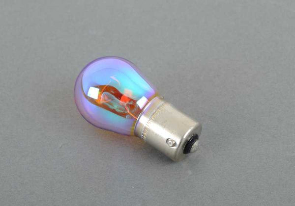 Bombilla intermitente azul 12V 21W OEM 63217160907 para BMW E36, E46, E39, E60, E38, E85 y MINI R50, R53. Compatible con pilotos traseros blancos. Original BMW y MINI.