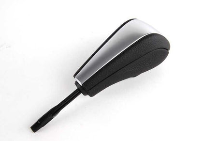 Pomo de cambio automático en piel y cromo OEM 25167570652 para BMW E81, E82, E87, E87N, E88, E90, E90N, E91, E91N, E84, E89. Original BMW.