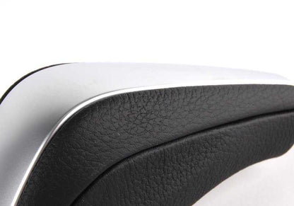 Pomo de cambio automático en piel y cromo OEM 25167570652 para BMW E81, E82, E87, E87N, E88, E90, E90N, E91, E91N, E84, E89. Original BMW.