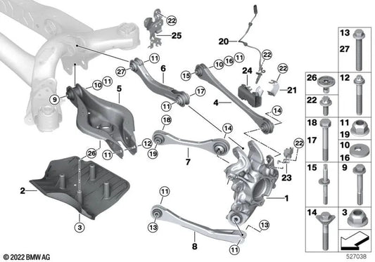 Bâle d'automne avec roulement en caoutchouc pour BMW E46, F30, F80 (OEM 33326895251). BMW d'origine.