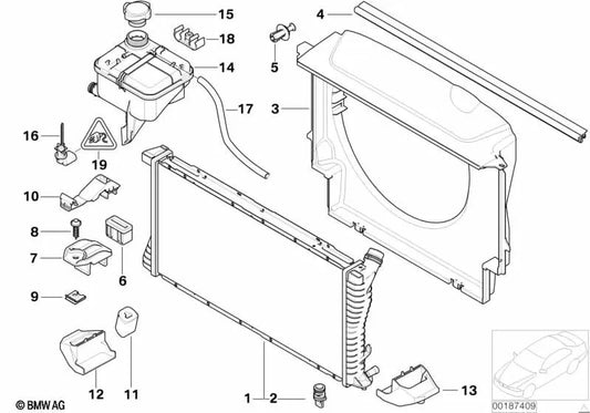 Soporte superior del radiador para BMW E39 (OEM 17112247896). Original BMW