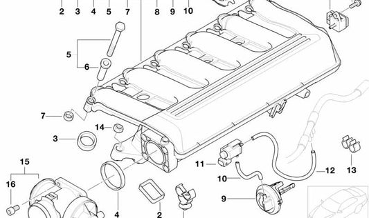 Tubo de admisión con válvula OEM 11617789329 para BMW E46 330d, E39 530d, E38 730d. Compatible con motores diésel M57. Pieza original BMW.