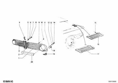 Rejilla Decorativa Central para BMW (OEM 51131826675). Original BMW
