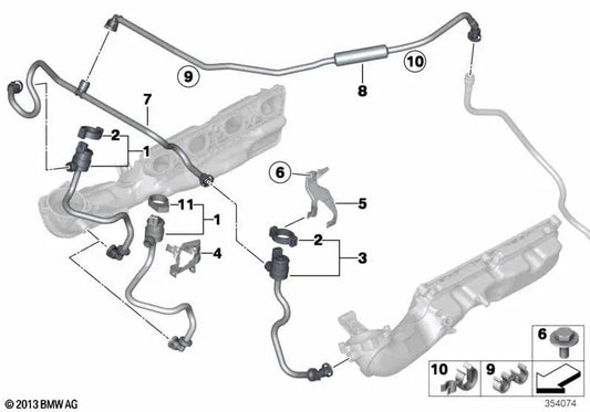 Válvula de ventilação do tanque com linha para BMW F15, F16 (OEM 13907636169). BMW original.