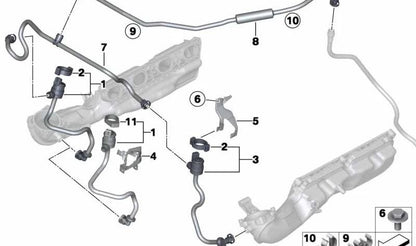Vanne de ventilation du réservoir avec tube OEM 13907636159 pour BMW F07, F10, F11, F06, F12, F13, F01, F02. BMW d'origine.