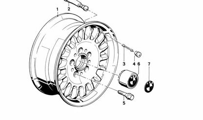 Tapacubo centro llanta OEM 36131117649 para BMW E12, E28, E34, E24 y E23. Original BMW.