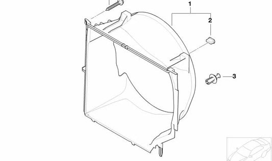 OEM Radiator Fan Housing 1711249371 pour la série BMW 3 E46. Pièce BMW originale.