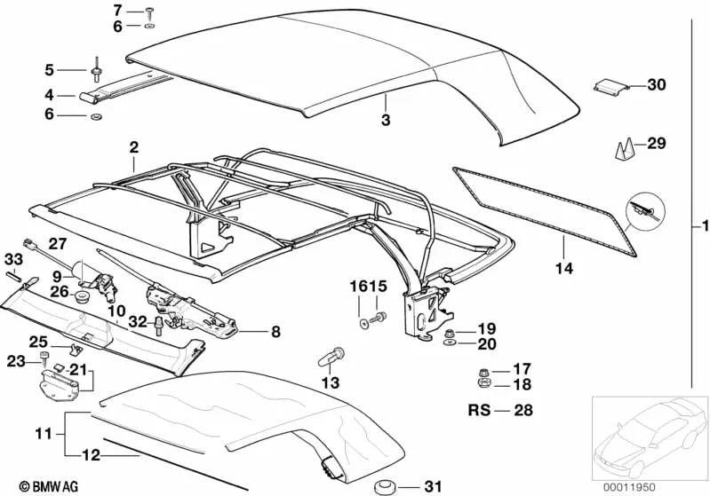 Revestimiento del Techo de Tela para BMW Serie 3 E36 (OEM 54348217306). Original BMW