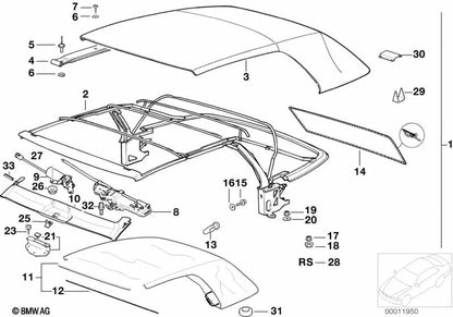 Revestimiento del Techo de Tela para BMW Serie 3 E36 (OEM 54348217306). Original BMW