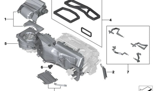 Caja del sistema de admisión de aire OEM 64119460552 para BMW X5 (F95, F95N, G05, G05N, G18N), X6 (F96, F96N, G06, G06N), X7 (G07, G07N), XM (G09). Original BMW.