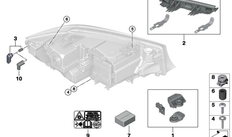 Juego de pegatinas de advertencia OEM 63118496143 para BMW G20, G21, G05, G18, F95, G06, F96, G07. Original BMW.