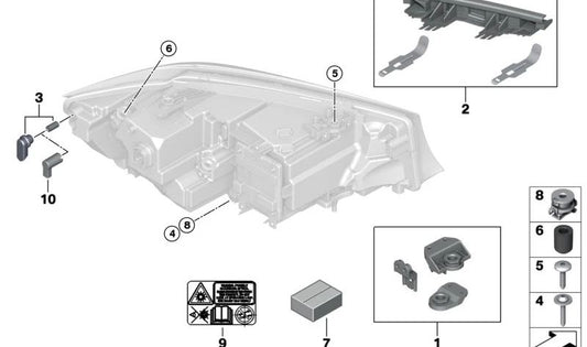 Juego de pegatinas de advertencia OEM 63118496143 para BMW G20, G21, G05, G18, F95, G06, F96, G07. Original BMW.