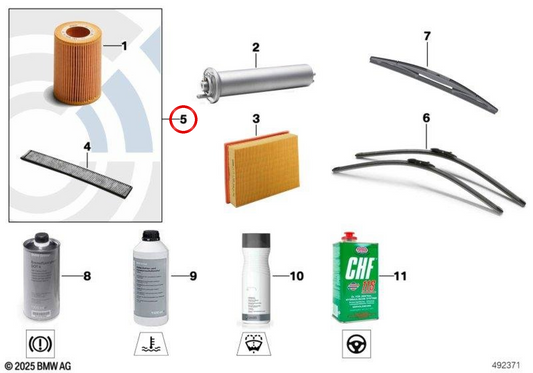 Wartungskit - Ölwechsel und Inspektion 1 OEM 88002288318 für BMW E81, E82, E87, E88, E90, E91, E92, E93, E84. Original BMW.
