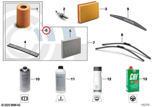 Kit de maintenance de la ligne de valeur 88002413900 pour BMW E70, F15, E71, F16. BMW d'origine.