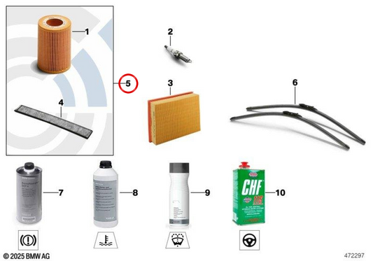Kit de manutenção da linha Value OEM 88002449244 para BMW F07, F10, F11, F18, F06, F12, F13. BMW genuíno.