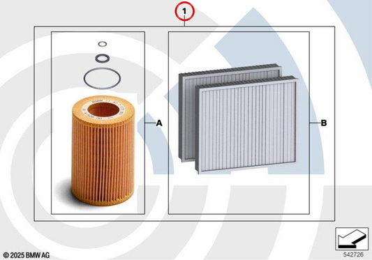 Inspektionskit 1 OEM 88005B4B591 für BMW G30, G31, G38, G32. Original BMW.