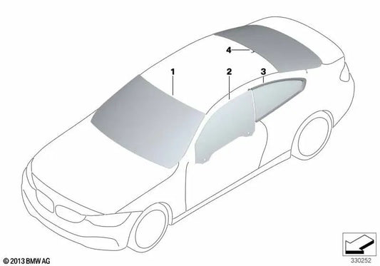 Crystal côté fixe gauche pour BMW 4 F32, F32N, F82, F82N (OEM 5137433349). BMW d'origine