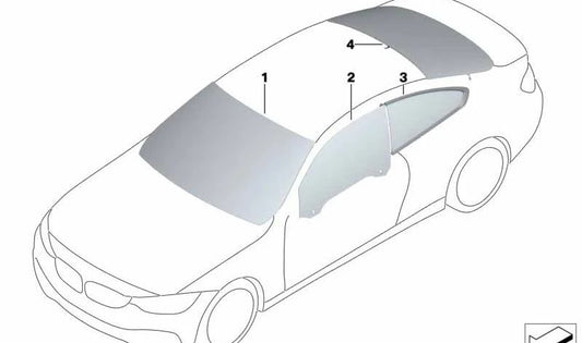 Luna trasera con cristal tintado solar OEM 51317285918 para BMW F32, F32N, F82, F82N. Original BMW.