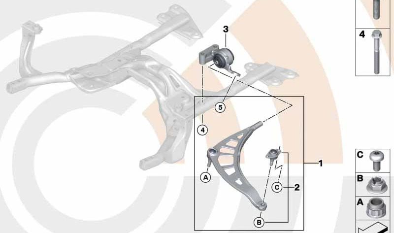 Kit reparación brazo suspensión delantero izquierdo OEM 31122444415 para MINI R60, R61, 3/20. Compatible con Countryman y Paceman. Original MINI.