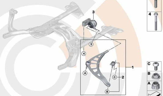 Kit reparación brazo suspensión delantero izquierdo OEM 31122444415 para MINI R60, R61, 3/20. Compatible con Countryman y Paceman. Original MINI.
