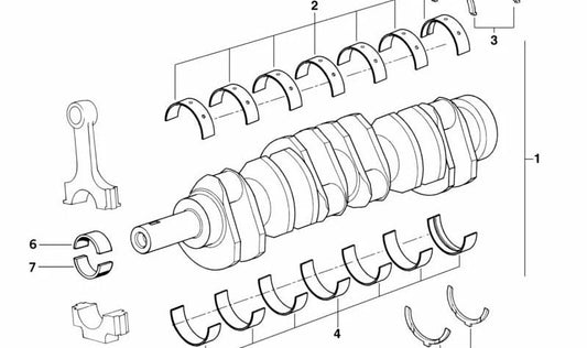 Cojinete de bancada (amarillo) OEM 11211725452 para BMW E38 y E31. Original BMW.