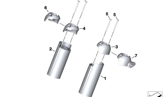 Pannello di protezione della copertura forcella destra OEM 46639467632 per BMW Motorrad R 18 B, R 18 Transcontinental. BMW Motorrad originale.
