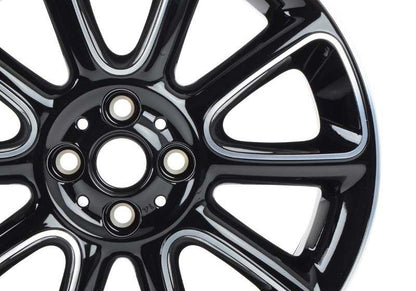 Llantas de aleación OEM 36116850504 Sandblast Turned 132 para MINI R55, R56, R57, R58, R59. Diseño bicolor negro/brillo, 17", ET48. Original MINI.