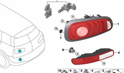 Piloto trasero derecho OEM 63217475588 para MINI Clubman F54 (12/2014 - 06/2019). Original MINI.