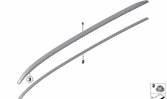 Barras de techo derecha aluminio satinado OEM 51137316518 para BMW F31 y F31N. Original BMW.