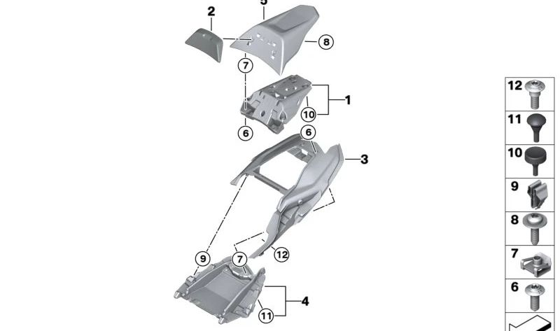 Cubierta del saliente parte inferior OEM 46637105736 para motos BMW R 1250 R, R 1250 RS. Original BMW Motorrad.