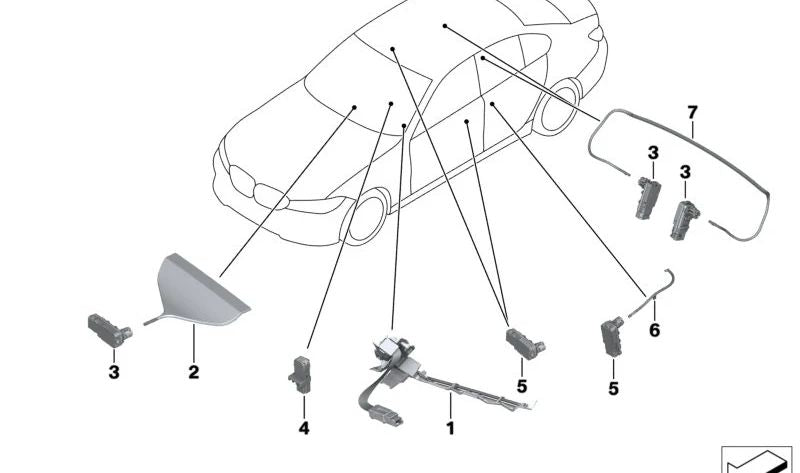 Guía de luz tirador puerta trasera izquierda OEM 63319473283 para BMW G26. Original BMW.