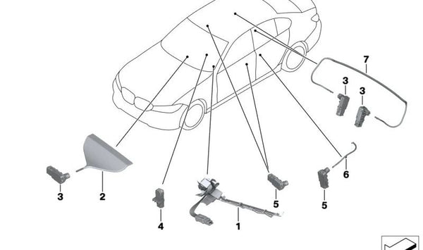 Guía de luz tirador puerta trasera izquierda OEM 63319473283 para BMW G26. Original BMW.