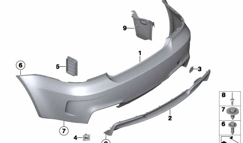 Cubierta inferior del parachoques trasero OEM 51128051910 para BMW E82. Original BMW.
