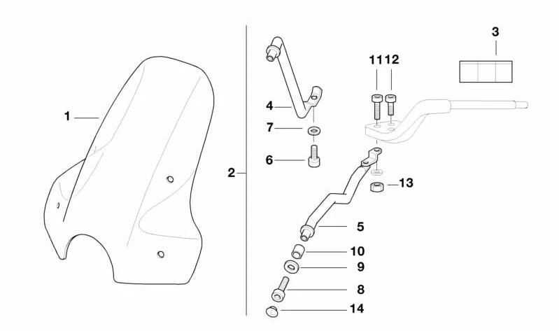 Supporto inferiore destro OEM 46632317444 per moto BMW R1100R, R850R. BMW Motorrad originale.