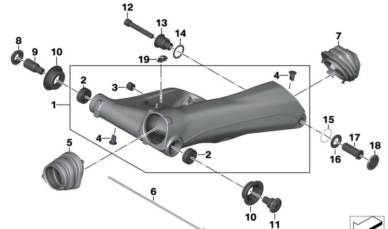 Basculante plata OEM 33177105127 para BMW Motorrad R1200GS, R1250GS, R1250GS Adventure. Original BMW Motorrad.
