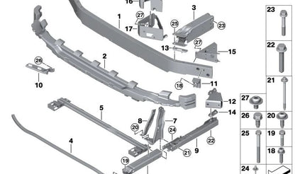 Elemento di deformazione sinistra per la BMW 1 F52 Series, X1 F48, F48N, X2 F39, Mini F60, F60N (OEM 51117406387). BMW originale