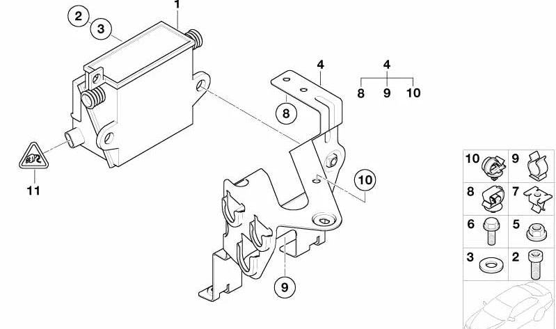 OM 64126925211 Supporto del riscaldatore elettrico per BMW E46 318D e 320CD (tutti i modelli compatibili). BMW originale.