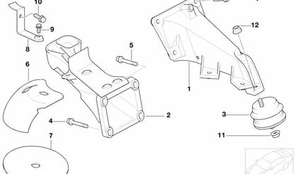 OEM Linksmotorunterstützung 11812229779 für BMW E36 und Z3. Original BMW Stück.