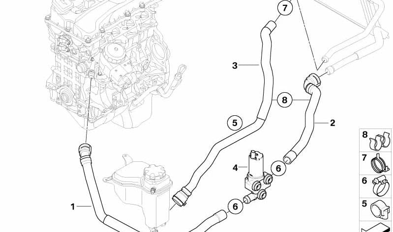 Tubo de conexión bomba de agua adicional OEM 64216928590 para BMW E81 116i, 118i, 120i. Compatible con modelos de 2007 a 2011. Repuesto original BMW.