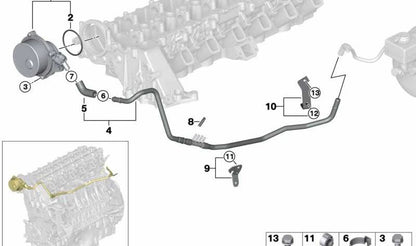Tubo de vacío OEM 11667791509 para BMW E46, E90, E91, E92, E83, E70. Repuesto original BMW.