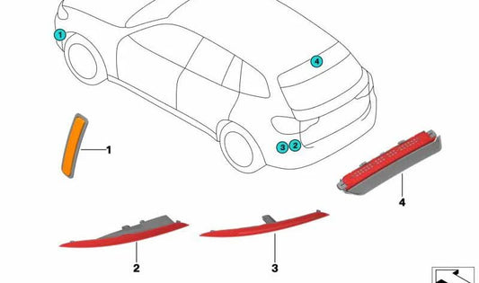 Piloto antiniebla trasero izquierdo OEM 63147323185 para BMW X4 {G02, F98} y BMW X6 {F16}. Original BMW.