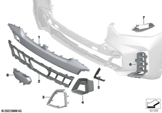 Right center decorative grille for BMW G05N (OEM 51115A370D4). Original BMW.